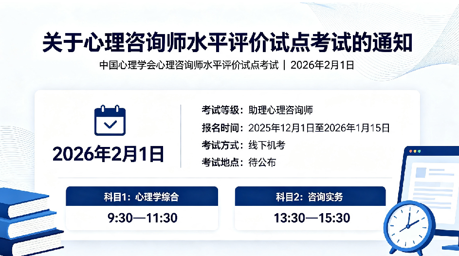 关于心理咨询师水平评价试点考试的通知